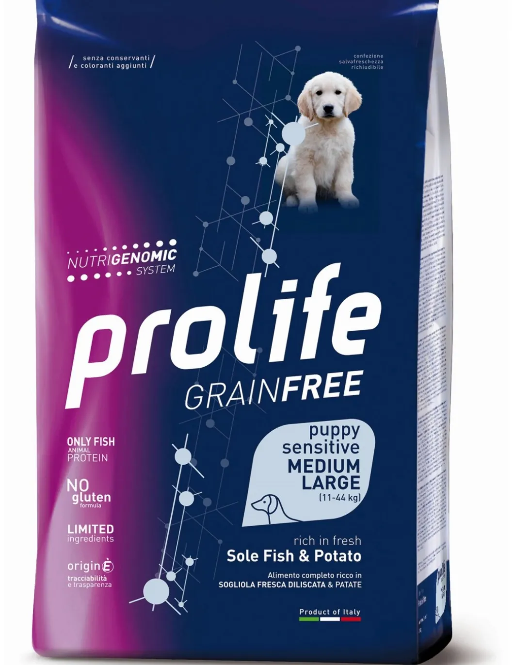 prolife_dog_grain_free_pu_0-5.webp prolife dog grain free puppy sensitive medium large 10kg sole fish&potato zpd.35317
