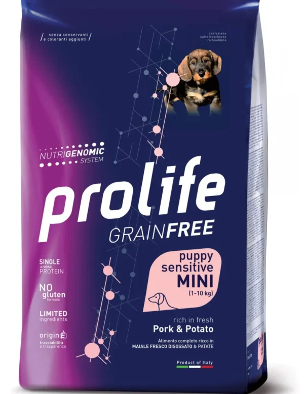 PROLIFE DOG 7KG GRAIN FREE PUPPY SENSITIVE MINI MAIALE E PATATE ZPD.42438
