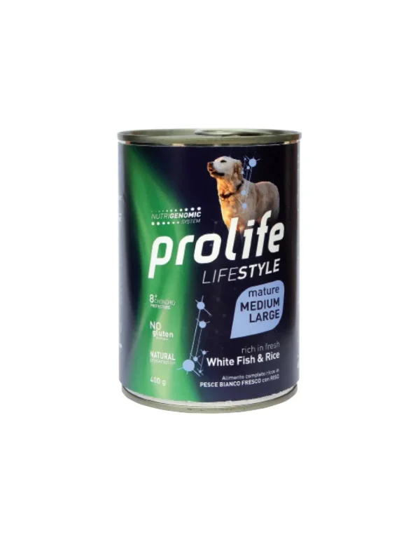 prolife dog lifestyle mature medium/large 400gr white fish&rice zpu.39582