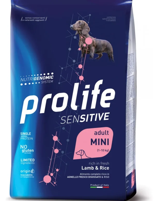 prolife dog sensitive adult mini 600gr lamb&rice zpd.42360