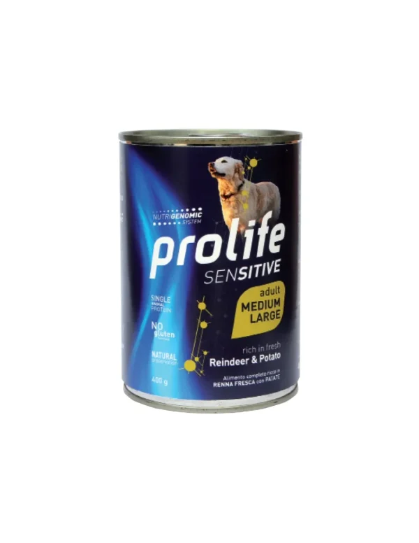 prolife dog sensitive adult 400gr medium/large reindeer&potato zpu.39650