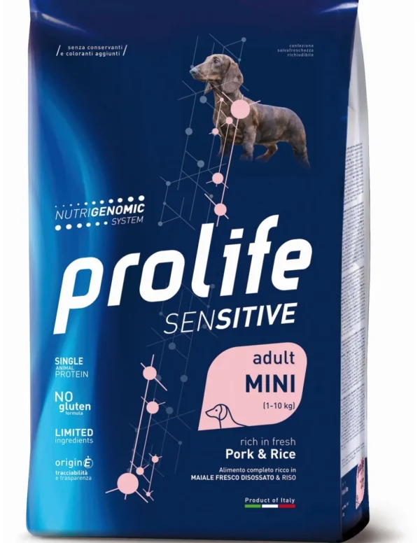 prolife dog sensitive adult mini 600gr pork&rice zpd.35225