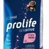 prolife dog sensitive puppy mini 600gr lamb&rice zpd.35126