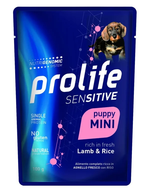 prolife dog sensitive puppy mini busta 100gr lamb&rice zpu.39643