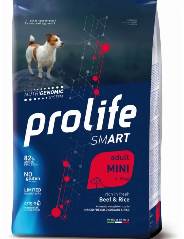 prolife dog smart adult mini 7kg beef&rice zpd.34730