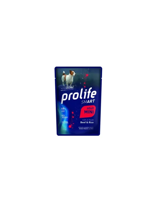 prolife dog smart adult mini busta 100gr beef&rice zpu.39384