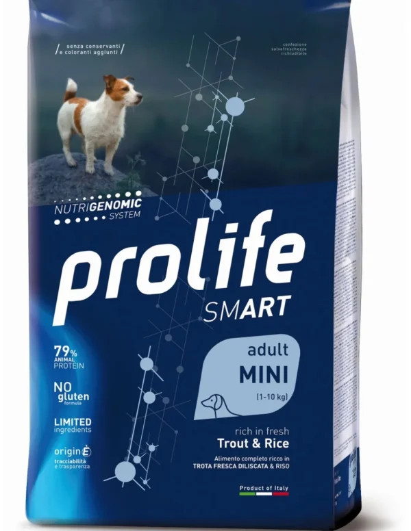 prolife dog smart adult mini 600gr trout&rice zpd.34662