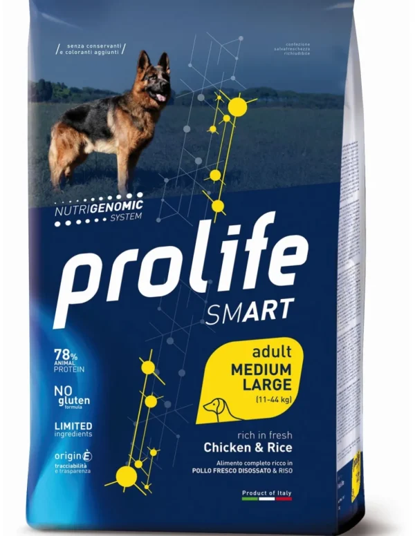 prolife dog smart 2,5kg adult medium/large chicken&rice zpd.34648