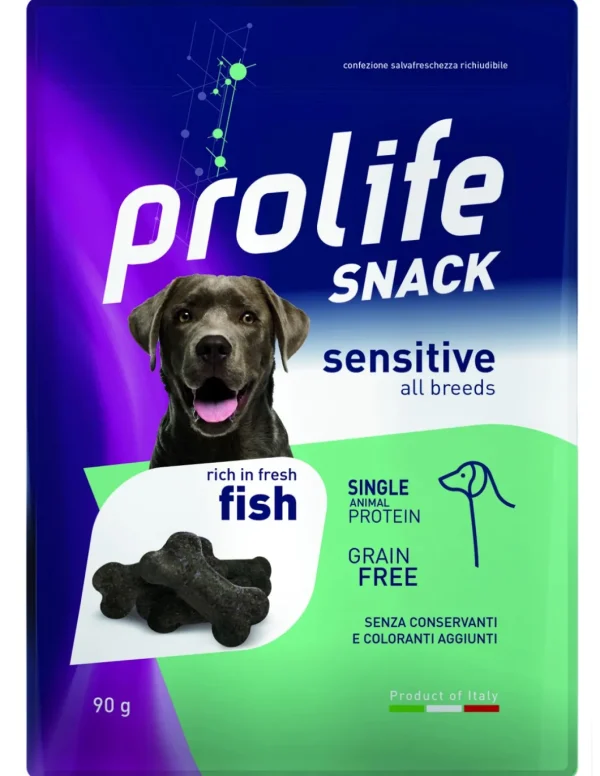prolife dog snack 90gr sensitive monoproteico grain free con pesce fresco zps.42506