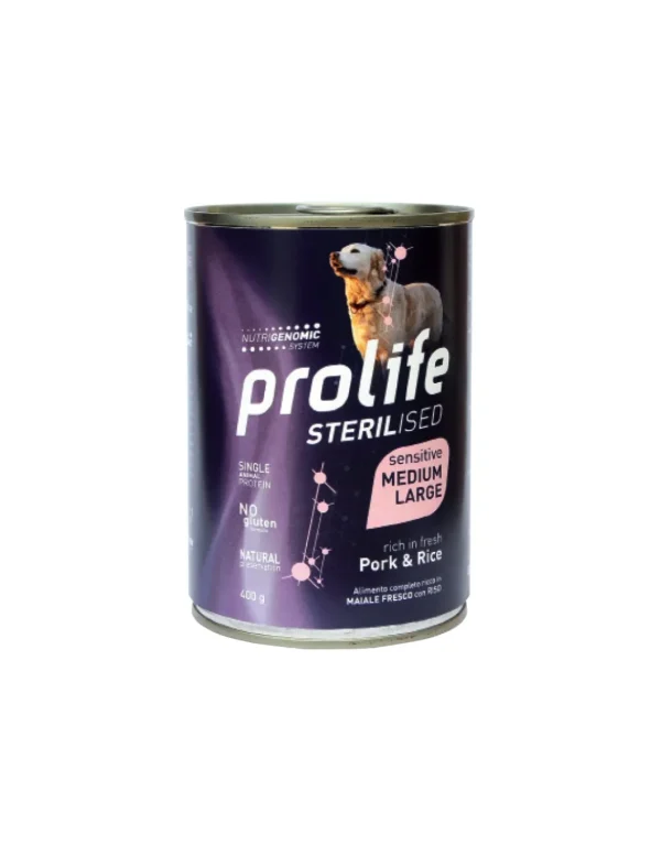 prolife dog sterilised sensitive adult 400gr pork&rice zpu.39605