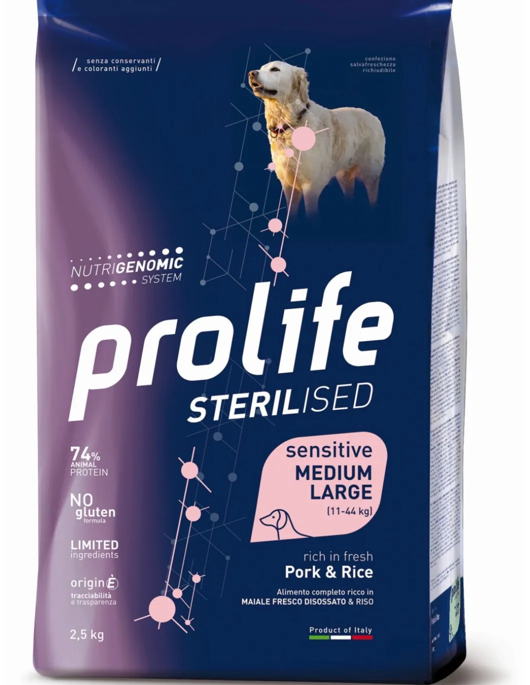 prolife_dog_sterilised_se_0.webp prolife dog sterilised sensitive adult medium/large 2,5kg pork&rice zpd.35003
