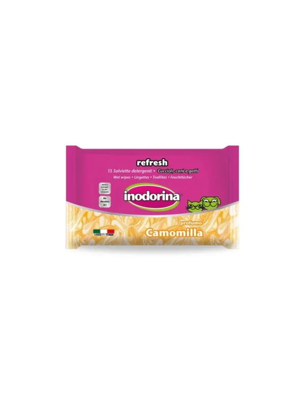 salviette inodorina refresh camomilla 15pz occhi/orecchie 230.0060.001