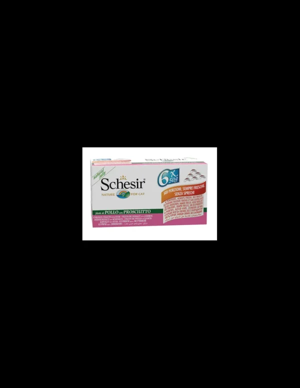 schesir cat 6x50gr multipack lattina pollo e prosciutto natural soft jelly 01064129
