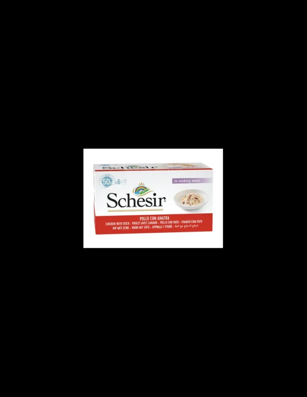 schesir cat 6x50gr multipack lattina filetto di pollo con anatra al naturale natural soft jelly 01064141