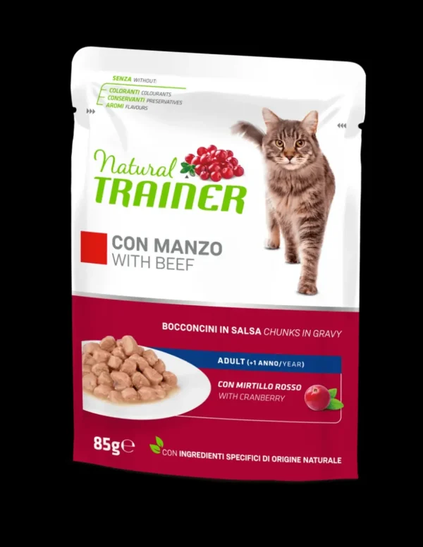 trainer natural cat adult flow pack manzo 85grx4