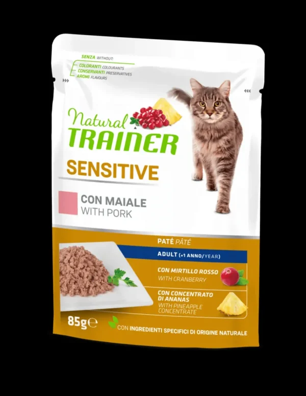 trainer natural cat 85gr busta sensitive pork