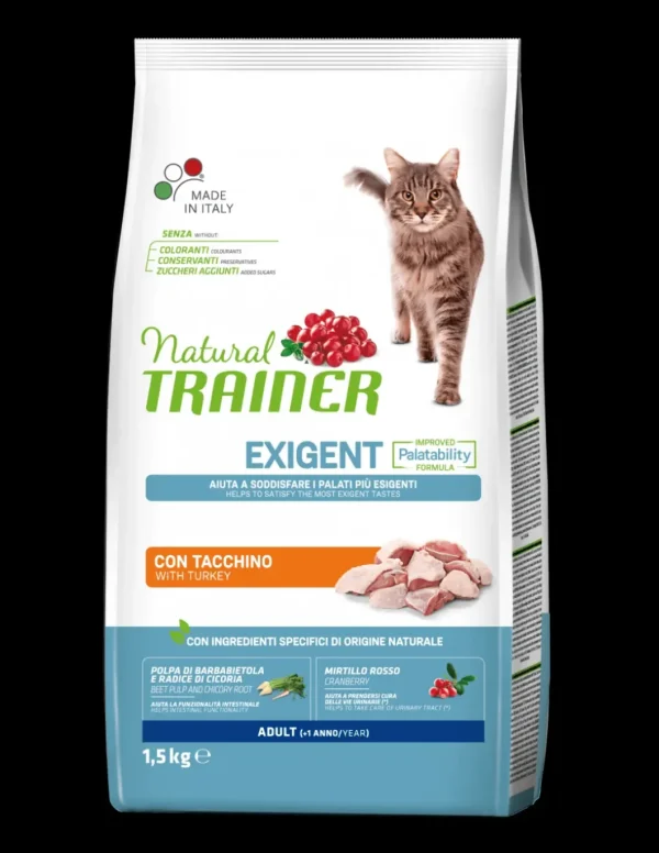 trainer natural cat 1,5kg adult exigent carni bianche