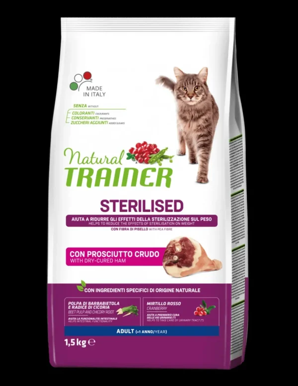 trainer natural cat 1,5kg adult sterilised prosciutto crudo