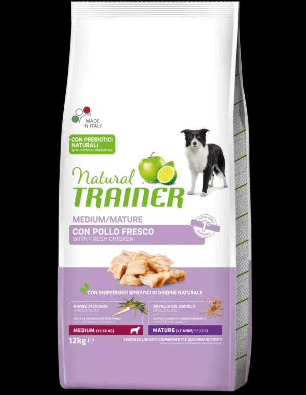 trainer natural dog 12kg maturity medium pollo
