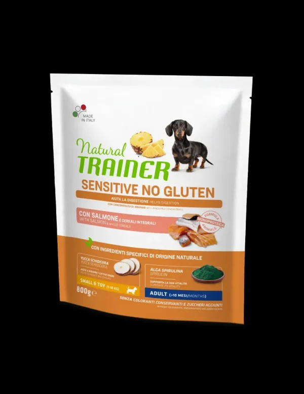 trainer natural sensitive dog 800gr small&toy ad salmone cereali