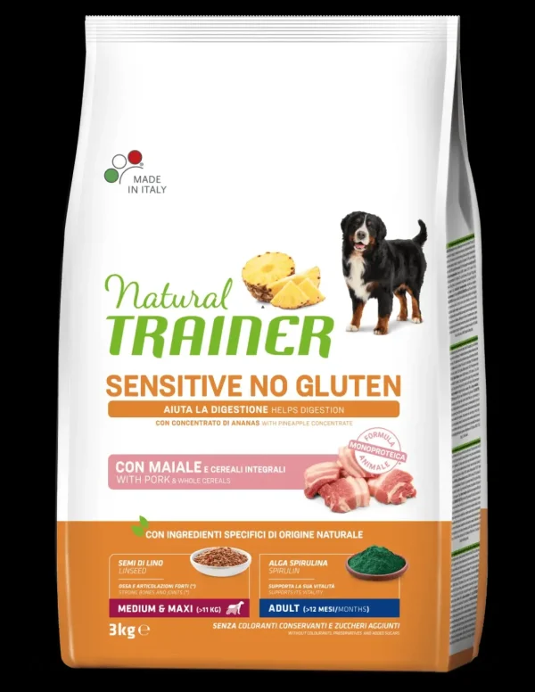 trainer natural sensitive dog 3kg med/maxi ad maiale e cereali