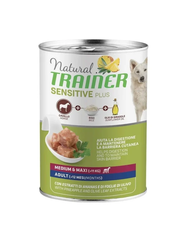 trainer natural sensitive dog 400gr med/maxi ad horse rice oil