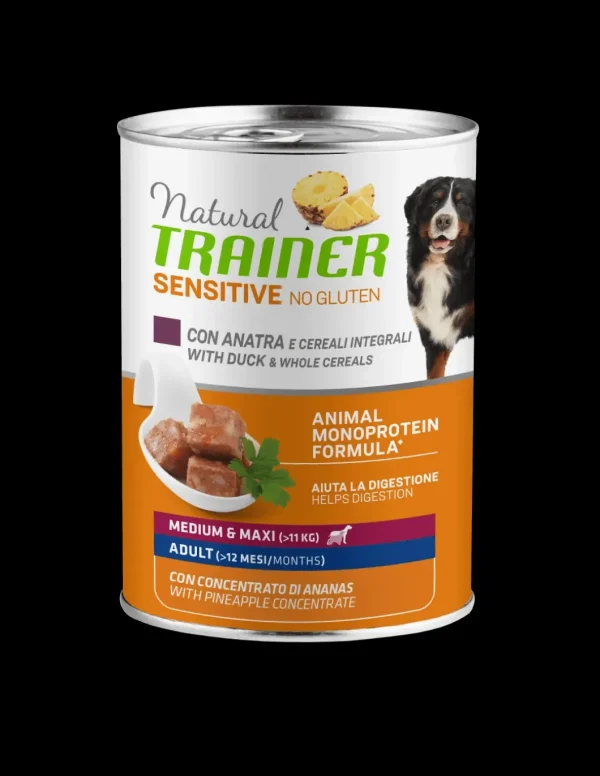 trainer natural sensitive dog 400gr med/maxi ad anatra e cereali