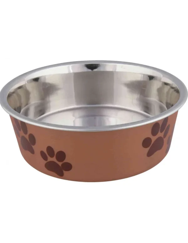tx25241 dog ciotola in acciaio c/zampe c/antiscivolo 12cm 0,25l