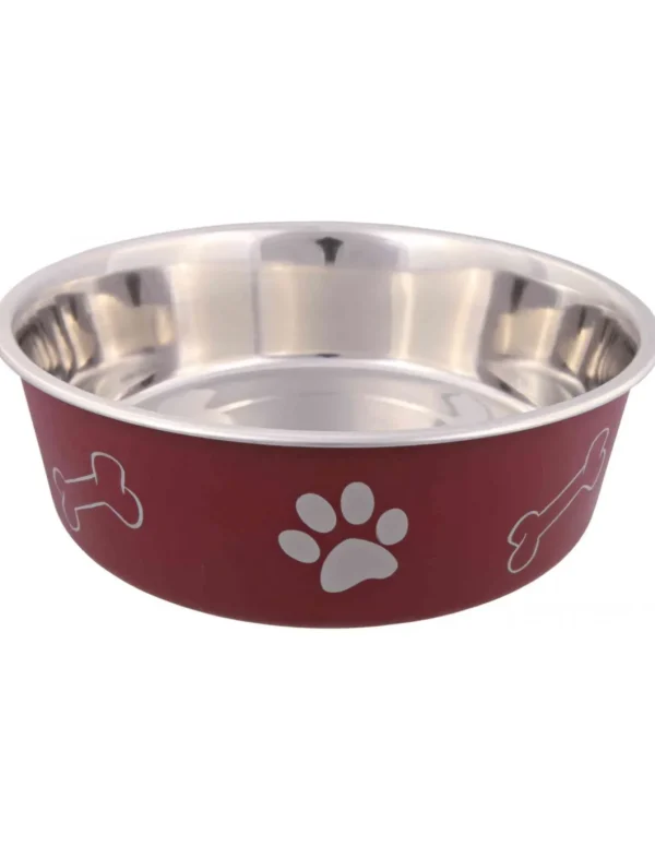 tx25245 dog ciotola in acciaio c/zampe c/antiscivolo 23cm 2l