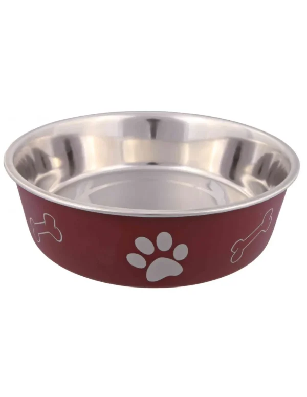 tx25244 dog ciotola in acciaio c/zampe c/antiscivolo 21cm 1,4l