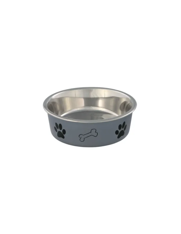 tx25242 dog ciotola in acciaio c/zampe c/antiscivolo 14cm 0,4l