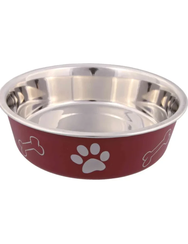 tx25243 dog ciotola in acciaio c/zampe c/antiscivolo 17cm 0,75l