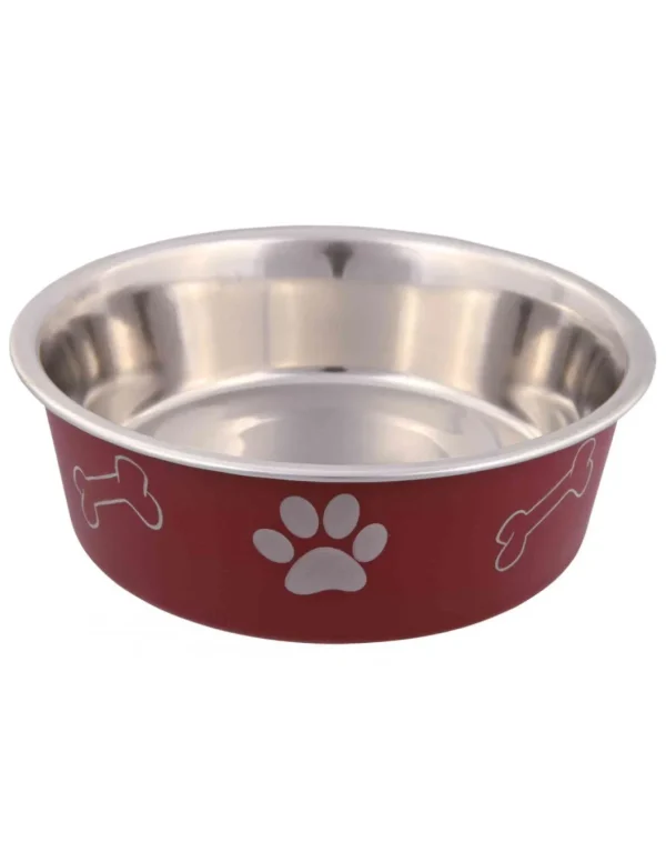 tx25242 dog ciotola in acciaio c/zampe c/antiscivolo 14cm 0,4l
