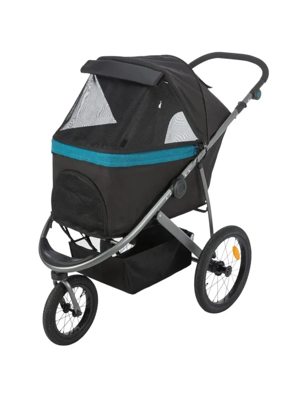 TX28960 PASSEGGINO 3 RUOTE NERO/PETROLIO 60X112X120CM