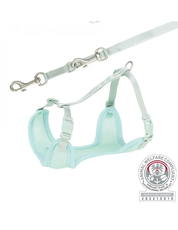 tx15575 pettorina cane junior morbida con guinzaglio menta m-l
