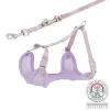 tx15574 pettorina cane junior morbida con guinzaglio lilla m-l