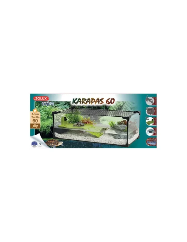 zolux tartarughiera karapas aqua 60 nera 25 lt 60,5x30,5x25,5cm 309505