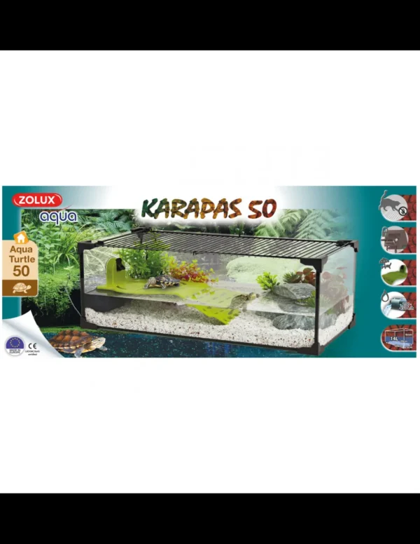 zolux tartarughiera karapas aqua 50 nera 14 lt 50x25x20cm 309523